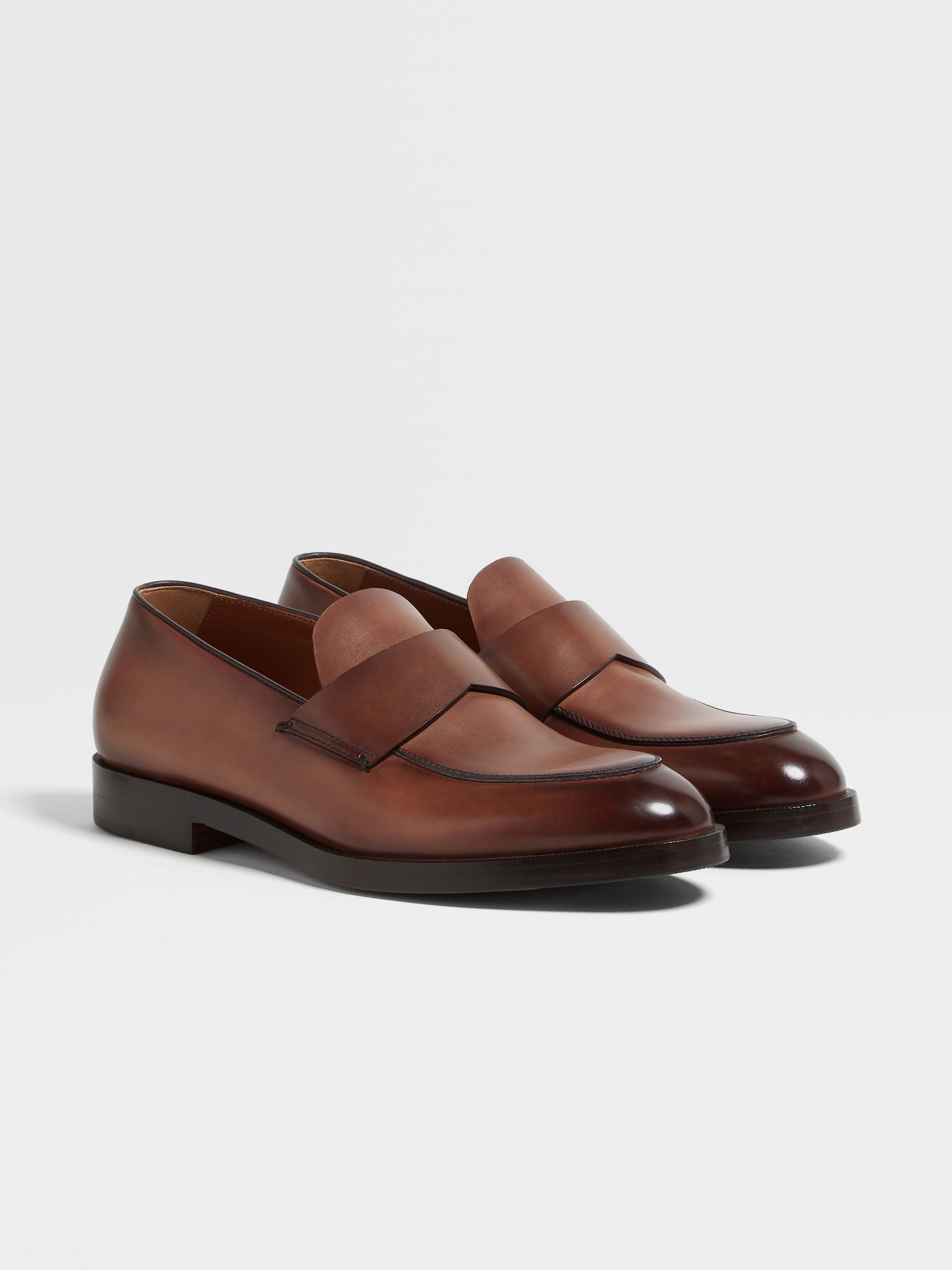 LIGHT BROWN LEATHER TORINO LOAFERS - 3