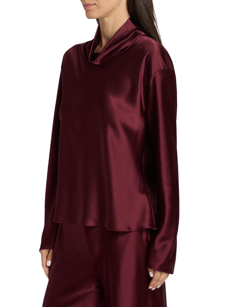 Women's Barb Satin Cowlneck Top - Bordeaux 4
