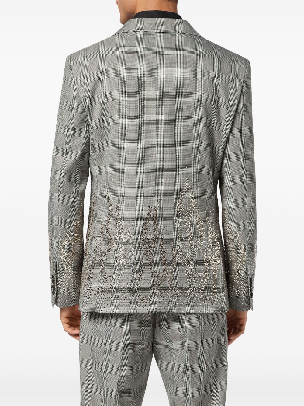rhinestone-flame embellished blazer - 4