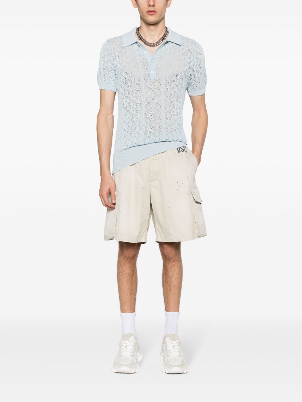 paint splatter-detail cargo shorts - 2