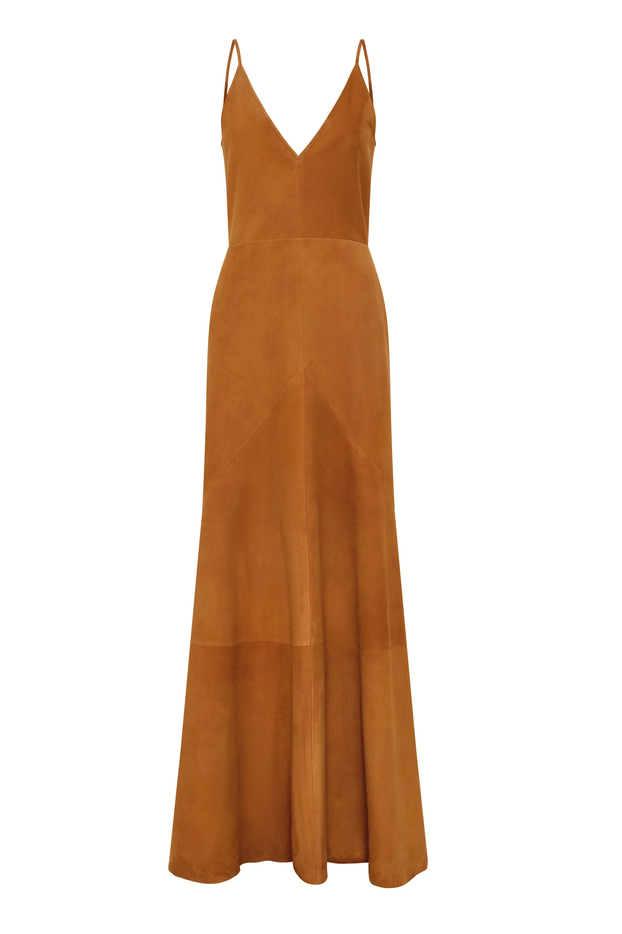 Brigita Slip Maxi Dress in Cashew Suede - 1
