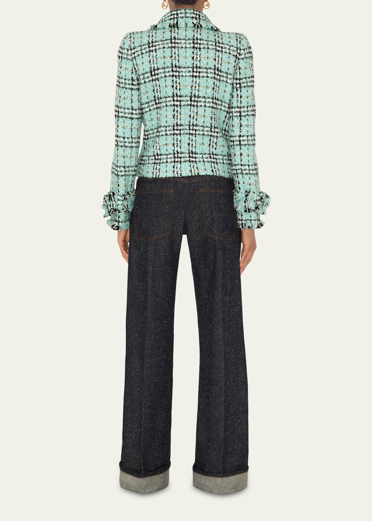Tweed Check Double-Breasted Jacket - 3