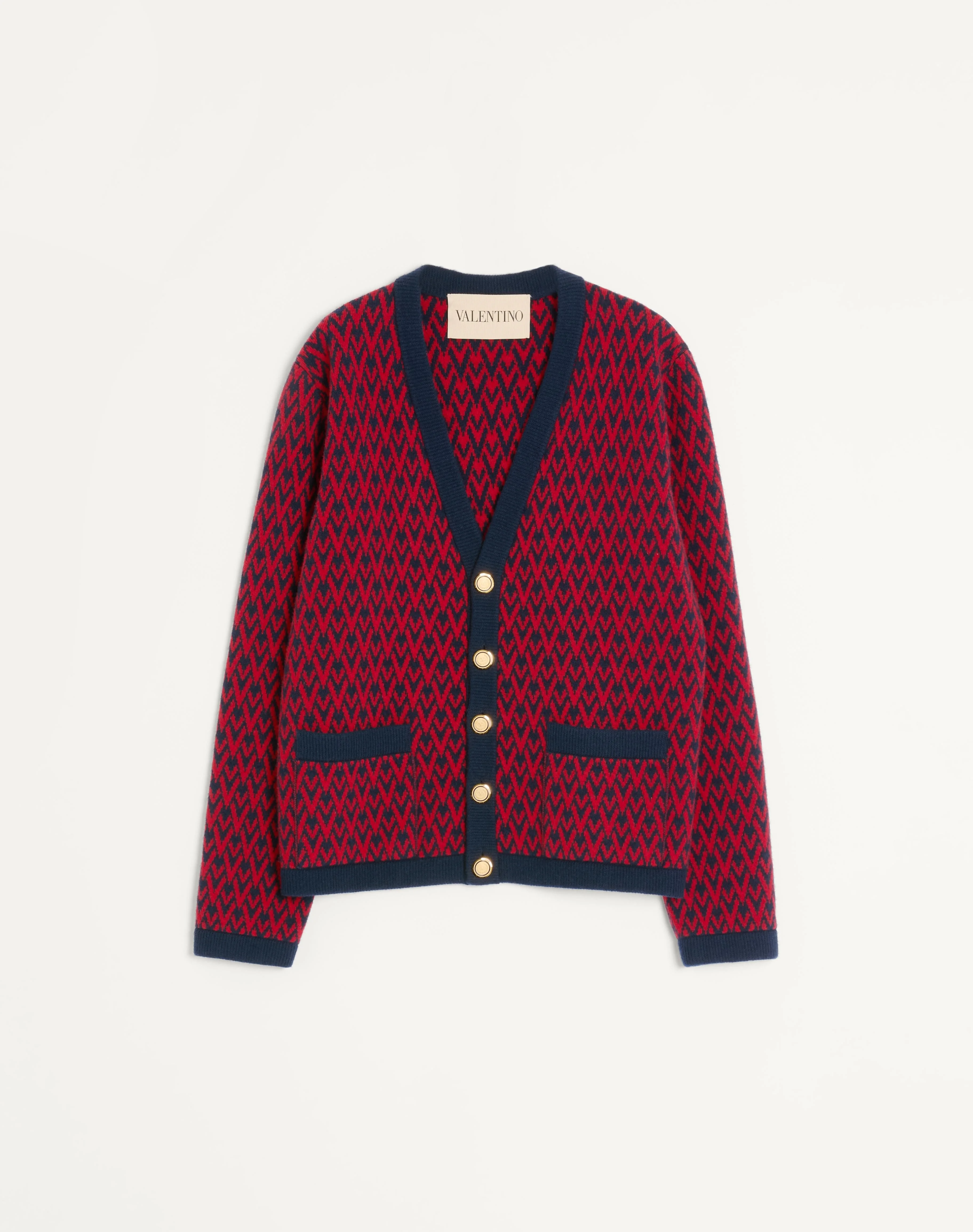 WOOL CARDIGAN WITH TOUTE LA V PATTERN - 1