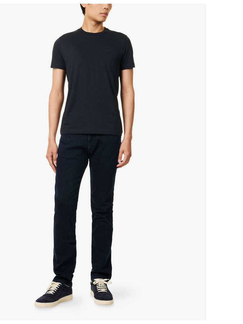 EMPORIO ARMANI Logo-patch relaxed-fit cotton-jersey T-shirt outlook