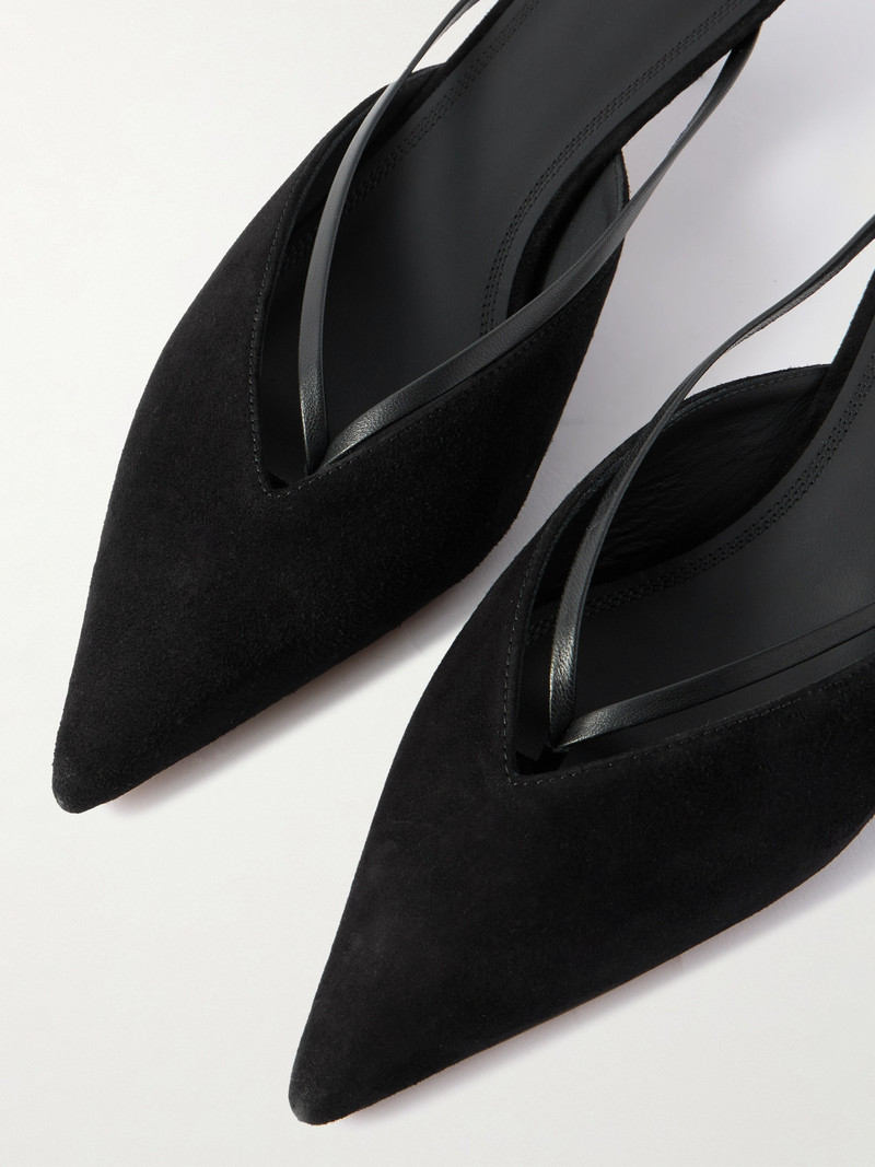 Bosona Leather-trimmed Suede Pointed-toe Pumps 4