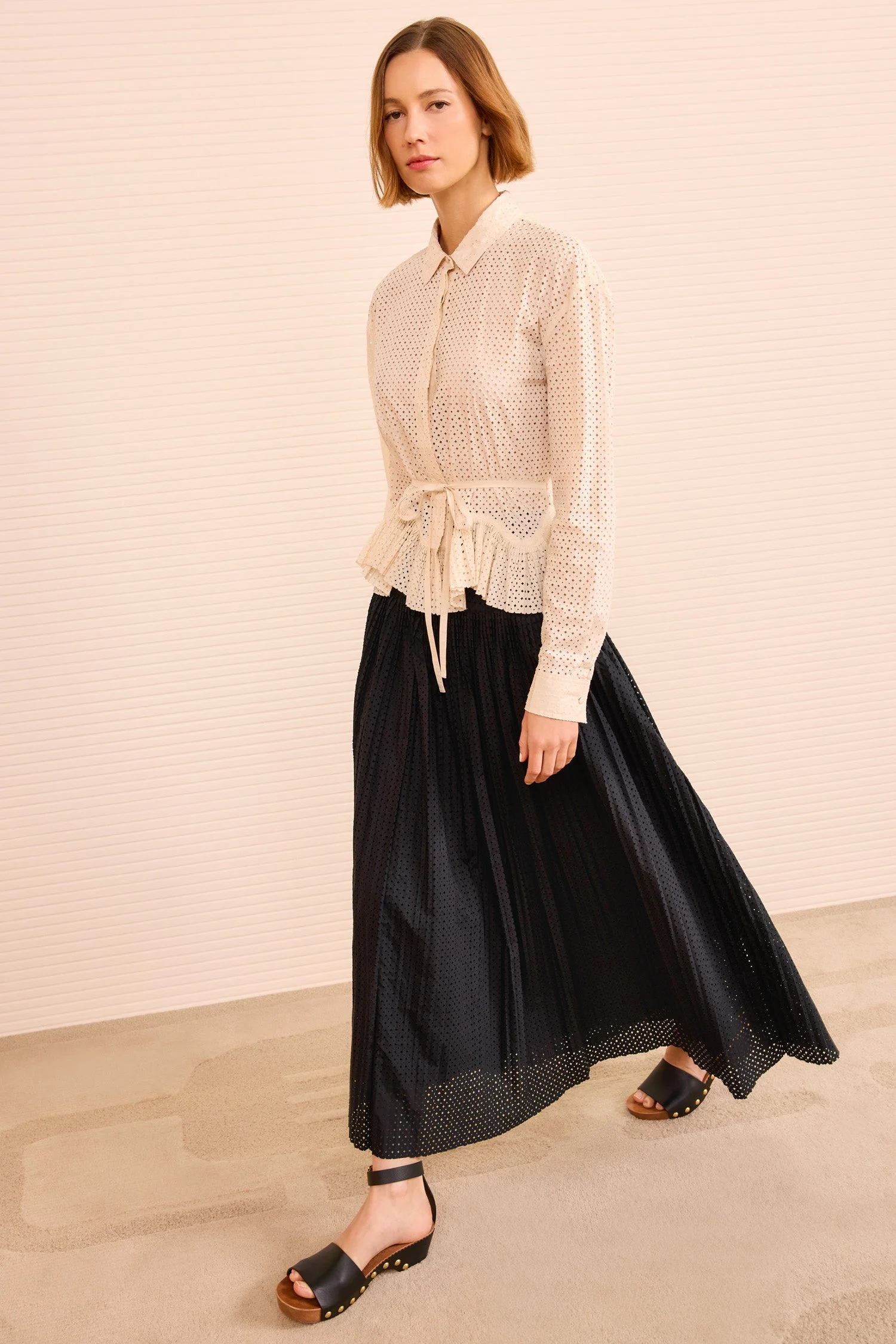 Kelila Button Up Blouse with Belt - 1