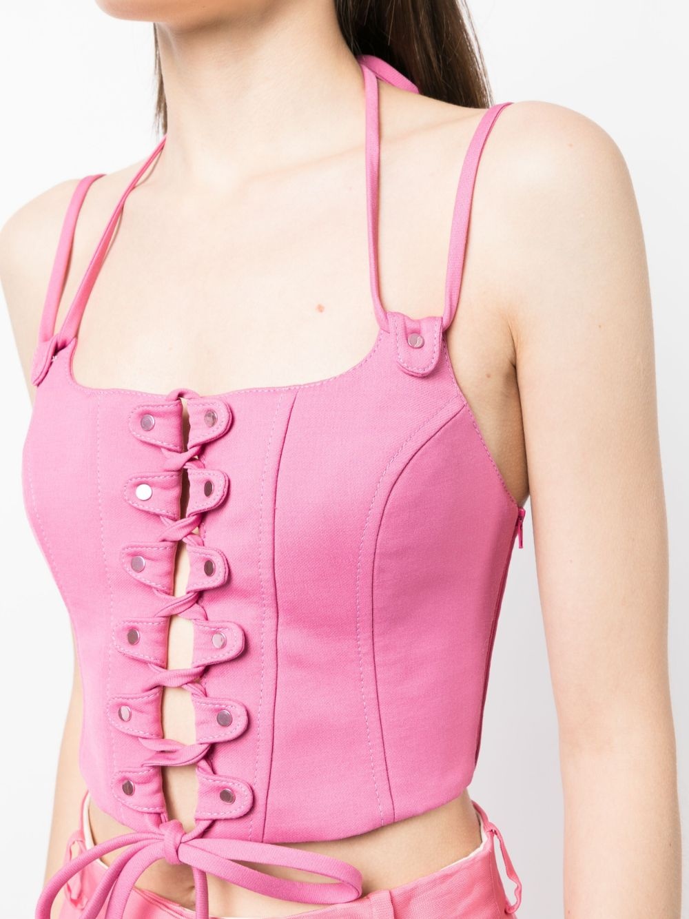 studded lace-up bustier top - 5