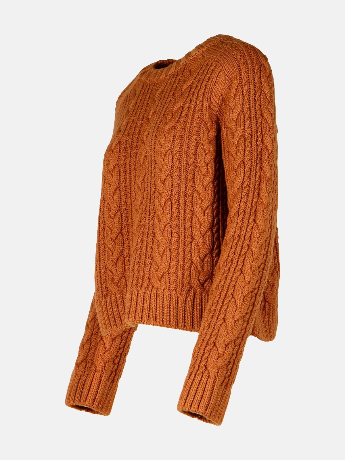 'HUES' BROWN VIRGIN WOOL SWEATER - 2