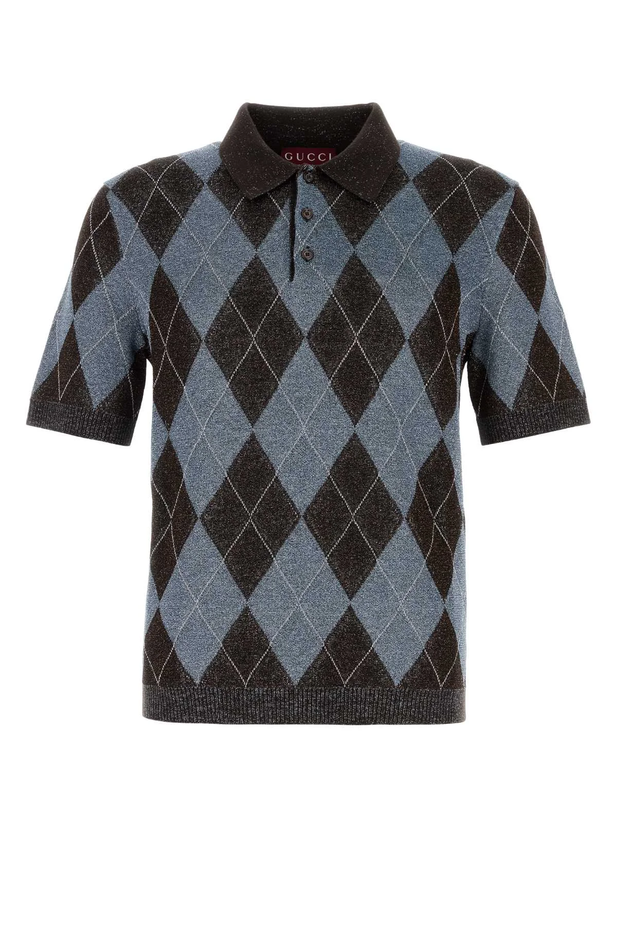 Gucci Intarsia Polo Shirt — Gray - 1