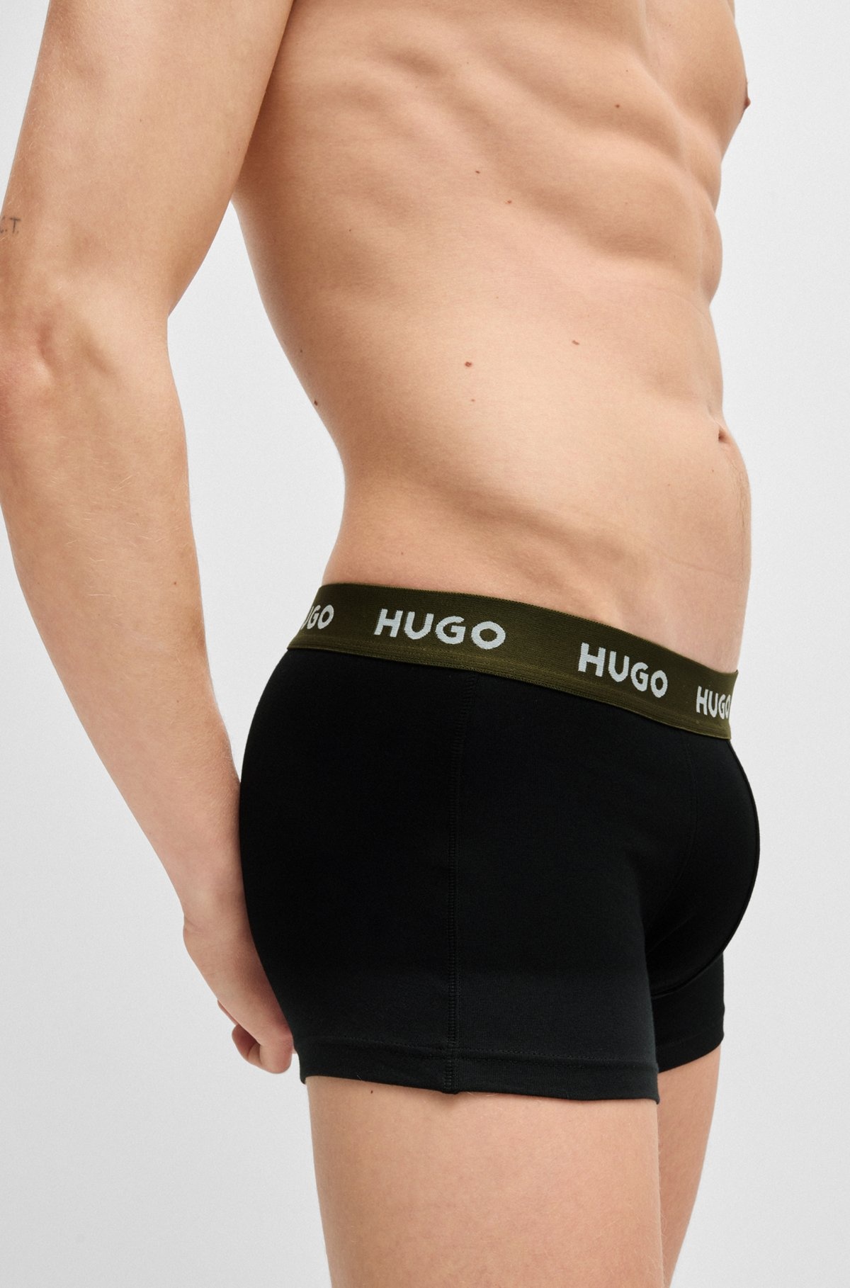 THREE-PACK OF STRETCH-COTTON TRUNKS WITH LOGO WAISTBANDS - 5