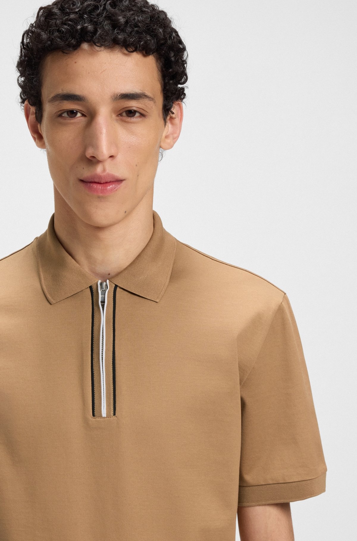 MERCERIZED COTTON POLO SHIRT WITH CONTRAST ZIP - 3