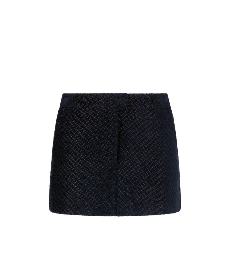 METALLIC SILK BLEND BOUCLE' TAILORED MINI SKIRT 1