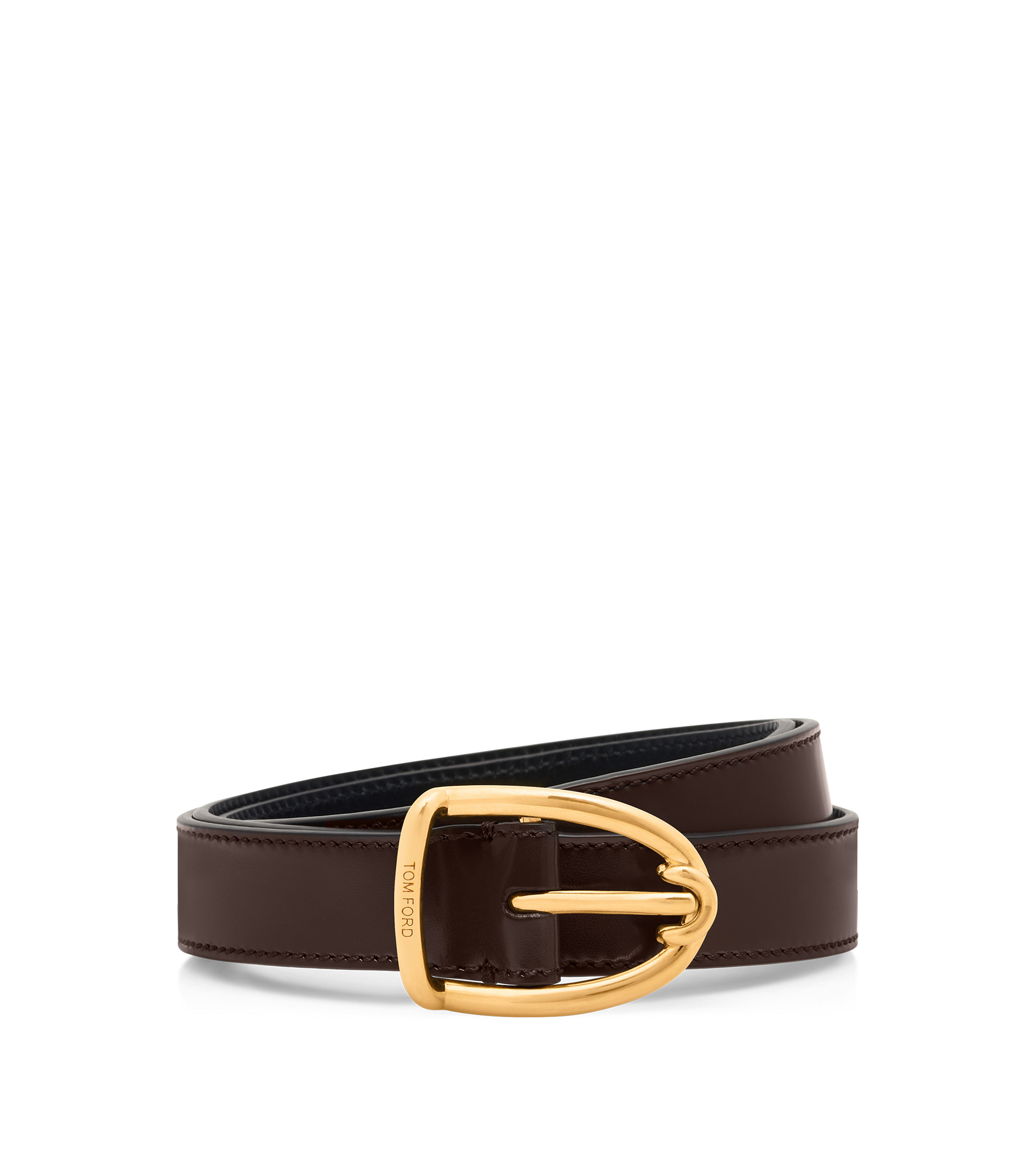 SMOOTH LEATHER ANGLED BUCKLE BELT - 1