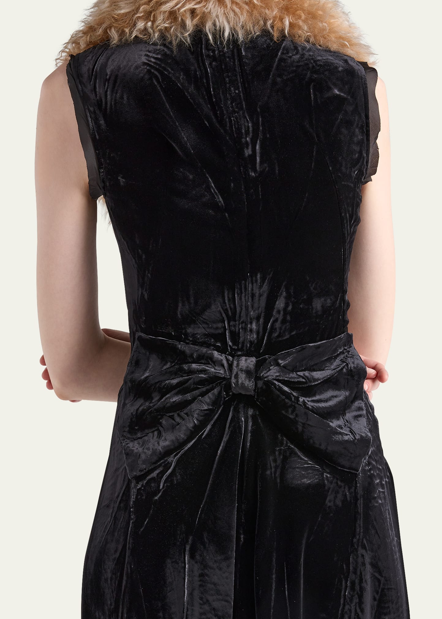 Velvet Bow-Back Sleeveless Midi Dress - 4