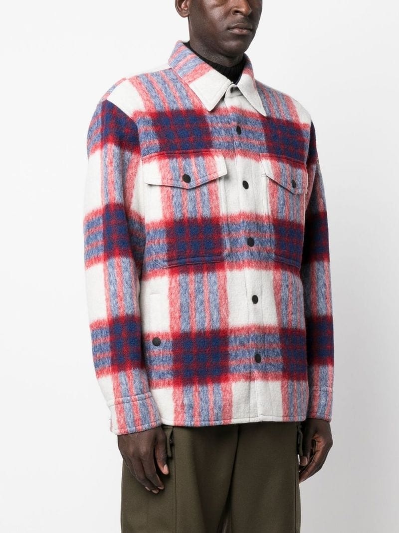 plaid-check print shirt jacket - 3