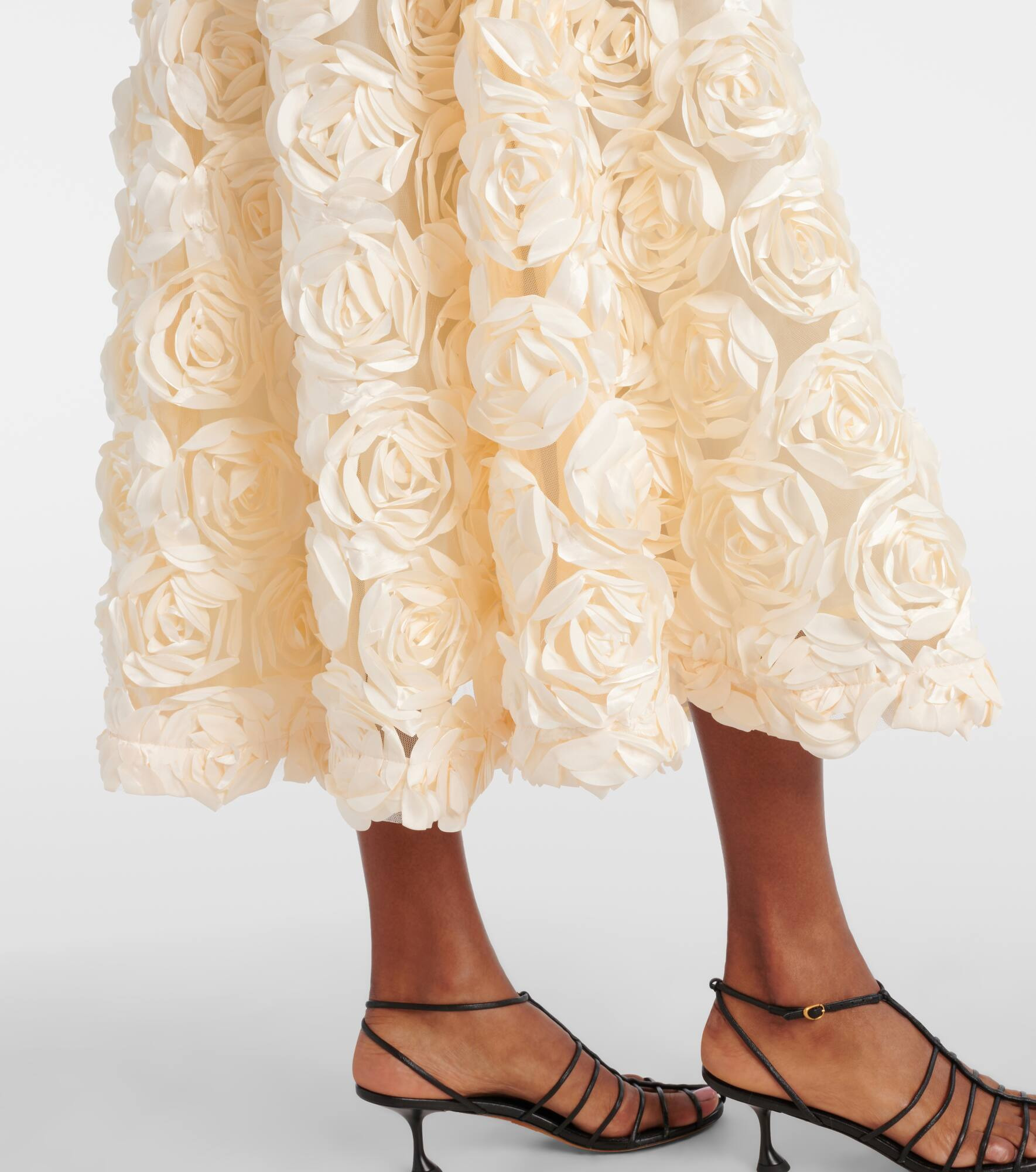 Floral-appliqué midi skirt - 5