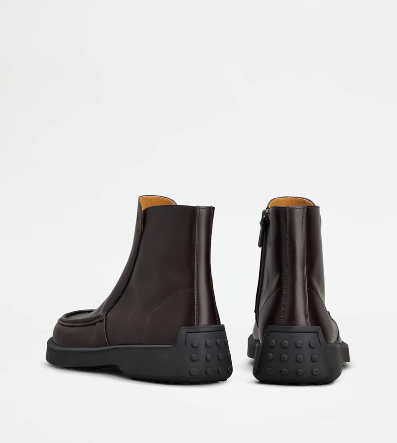 ANKLE BOOTS IN LEATHER - BURGUNDY 3