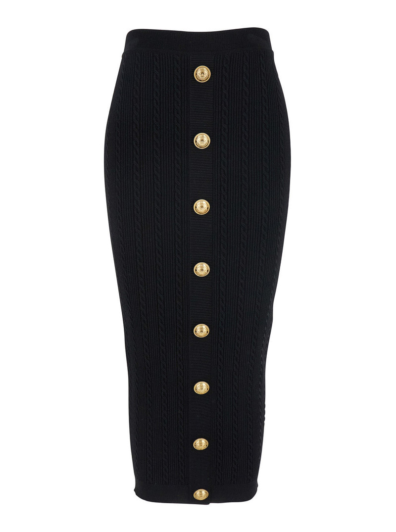 Balmain Women Black Skirt With Logo Buttons And Zip Closure In Viscose Blend Woman - 1