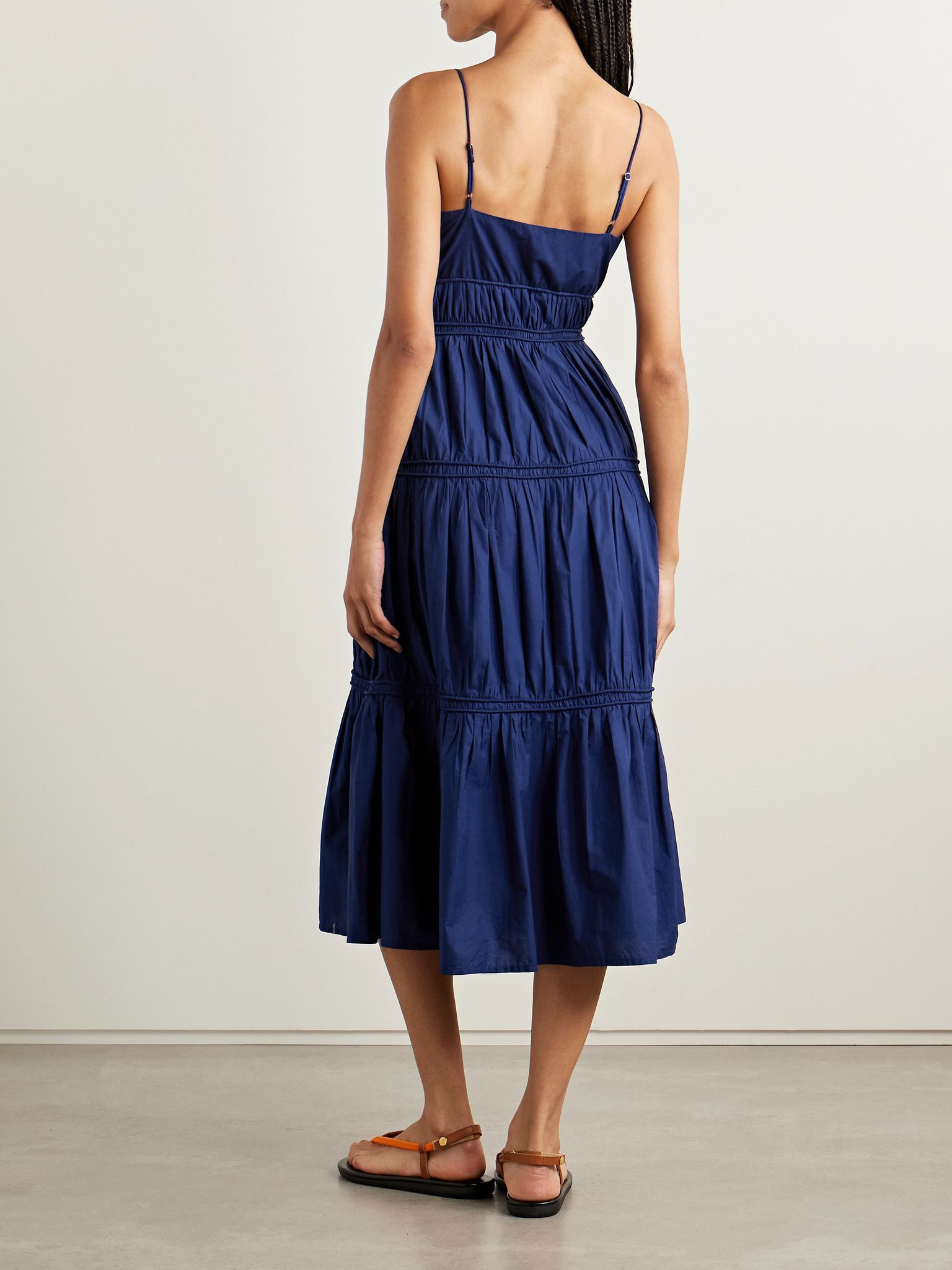 Camden tiered gathered cotton-voile midi dress Blue - 3