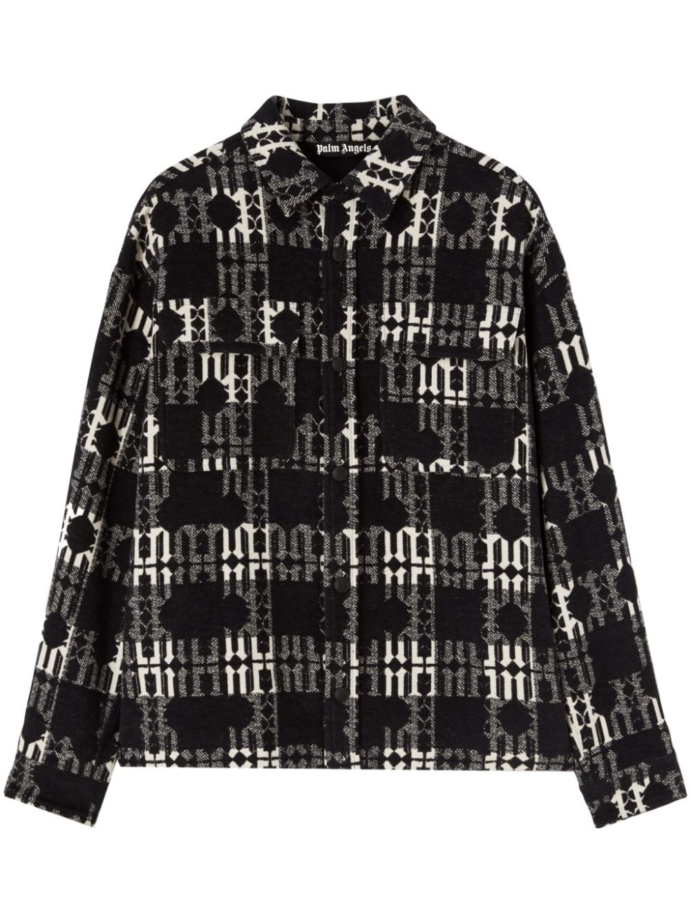 monogram-pattern cotton shirt - 1