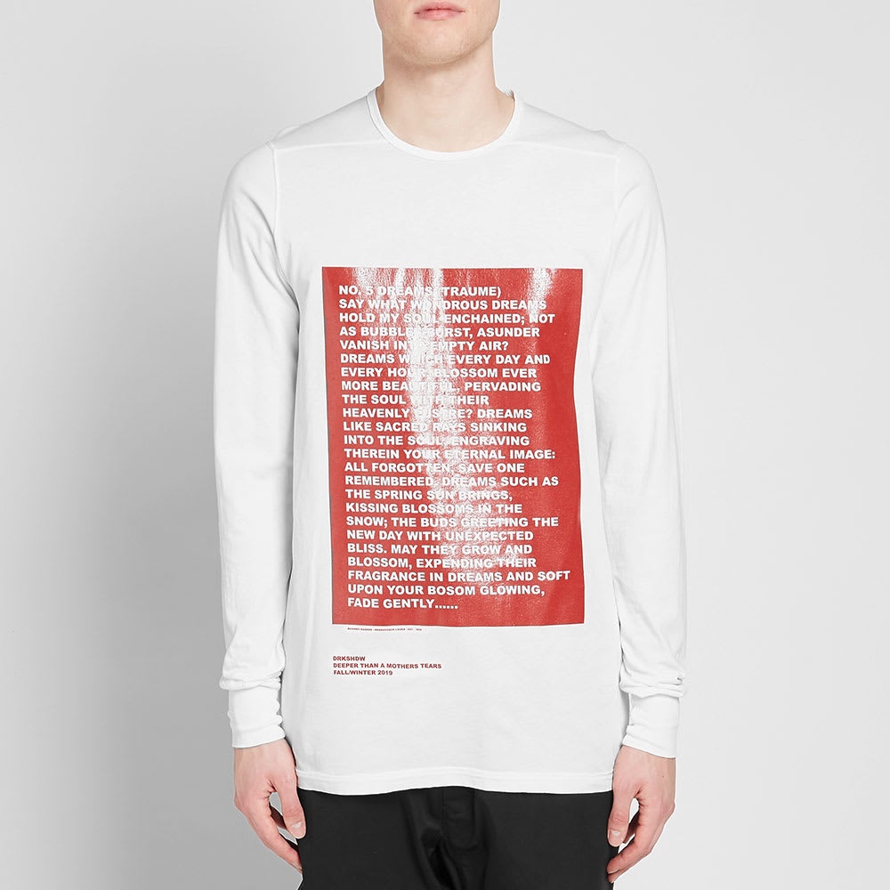 Rick Owens DRKSHDW Long Sleeve Poem Print Level Tee - 5