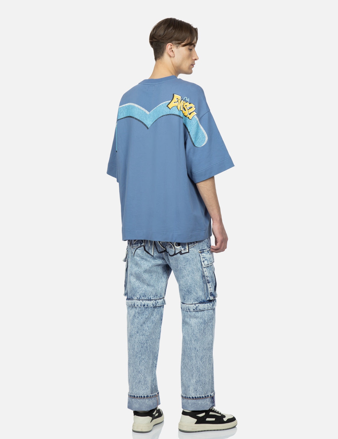 Graffiti Logo Detachable Wide-Leg Denim Jeans - 3