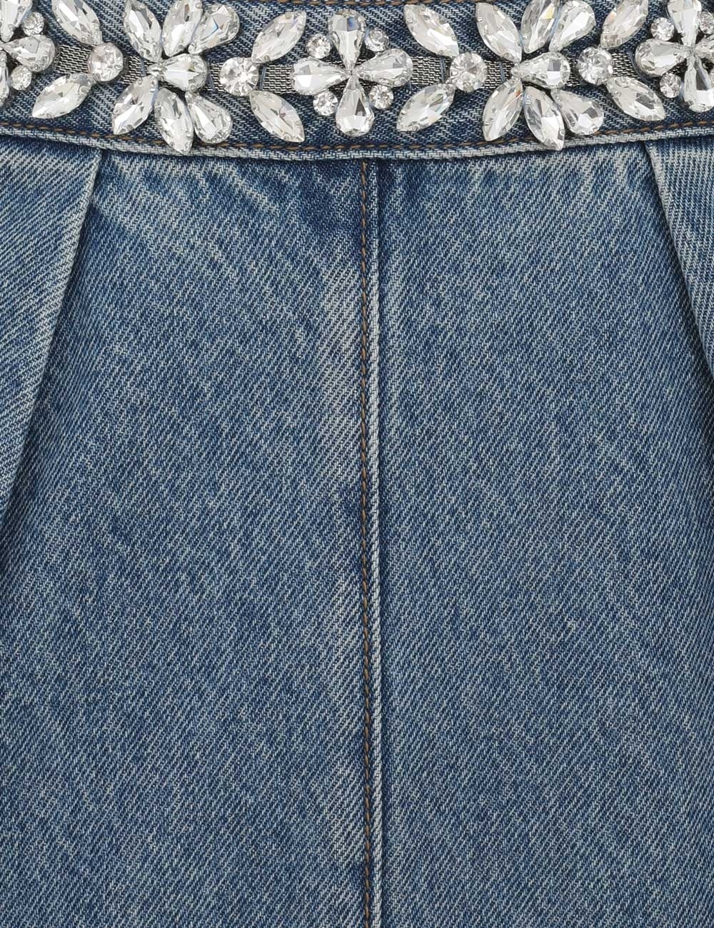 CRUSH EMBELLISHED DENIM SKIRT - 6