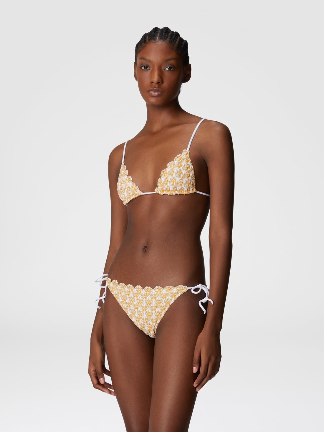 Lace triangle bikini with lamé - 2