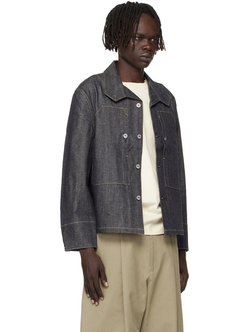 Navy Lot. 715 French Navy Mechanic Denim Jacket - 2