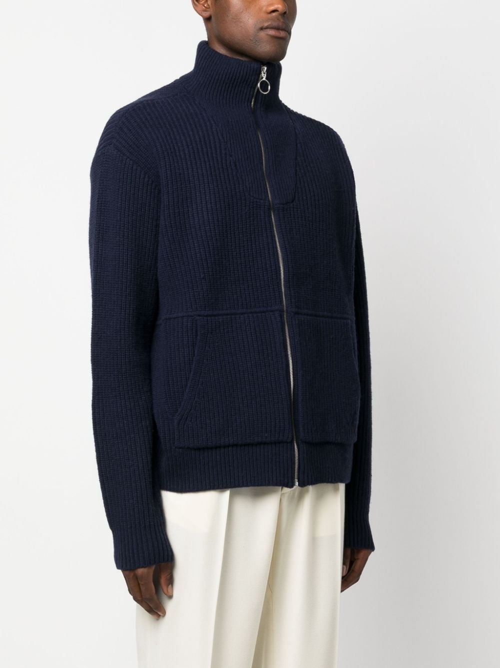 zip-up wool cardigan - 3