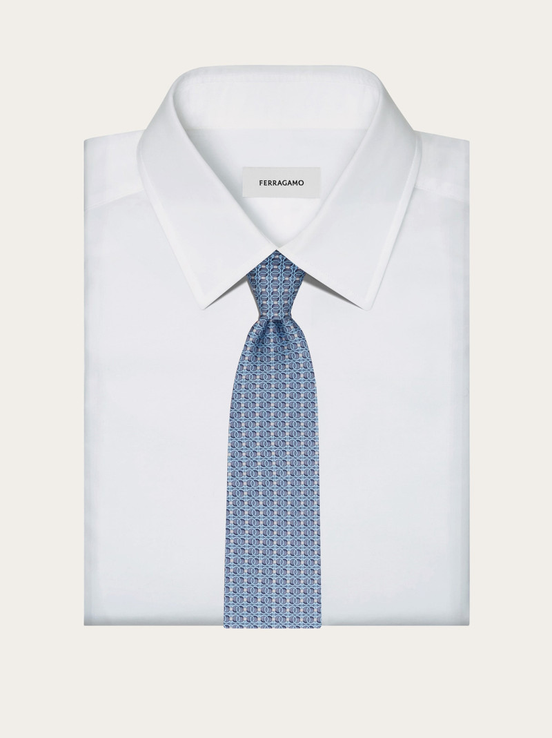 Gancini chain print silk tie 4