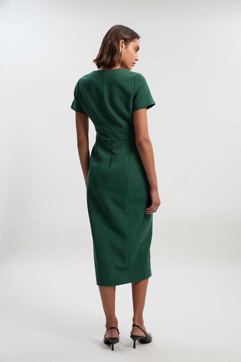 Petite Compact Essential Tab Waist Midi Dress 5
