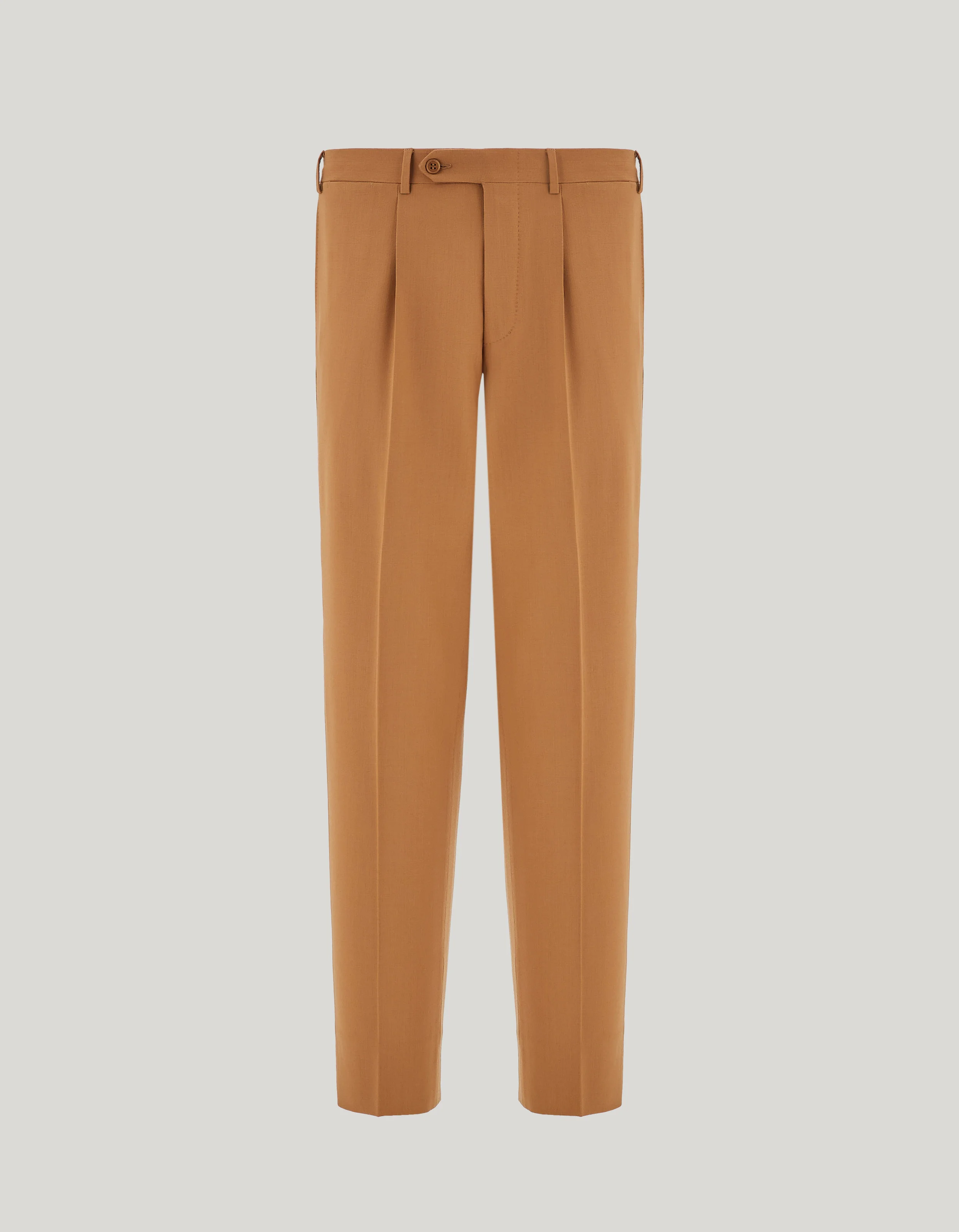 MUSTARD PURE IMPECCABILE WOOL REGULAR-FIT PANTS WITH PLEAT - 1