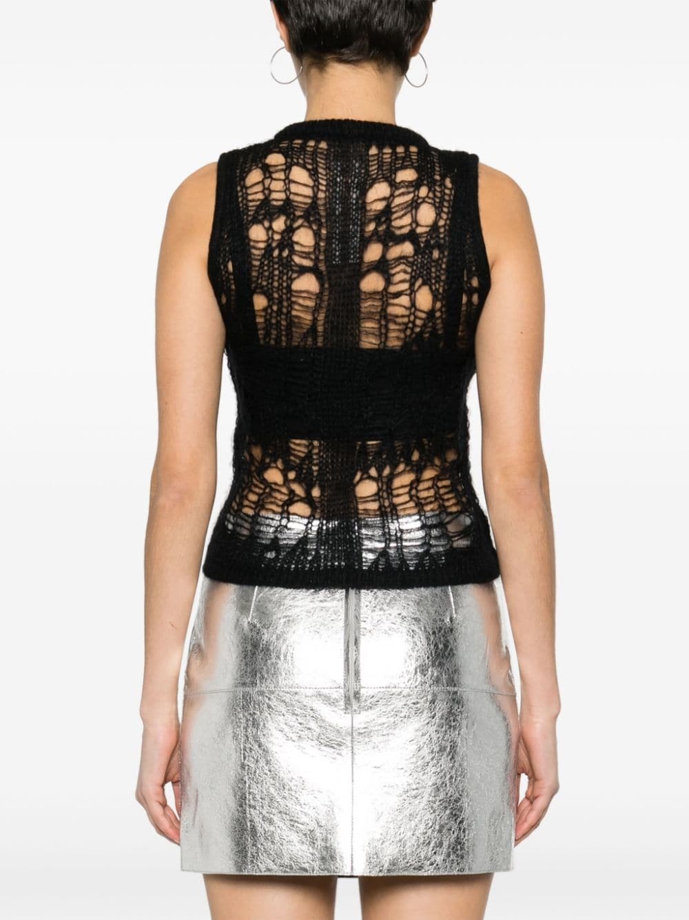 distressed-effect knitted vest - 4