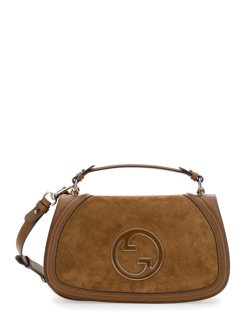 Gucci Women 'Blondie' Brown Handbag With Gg Logo Plaque On The Front In Suede Woman - 1