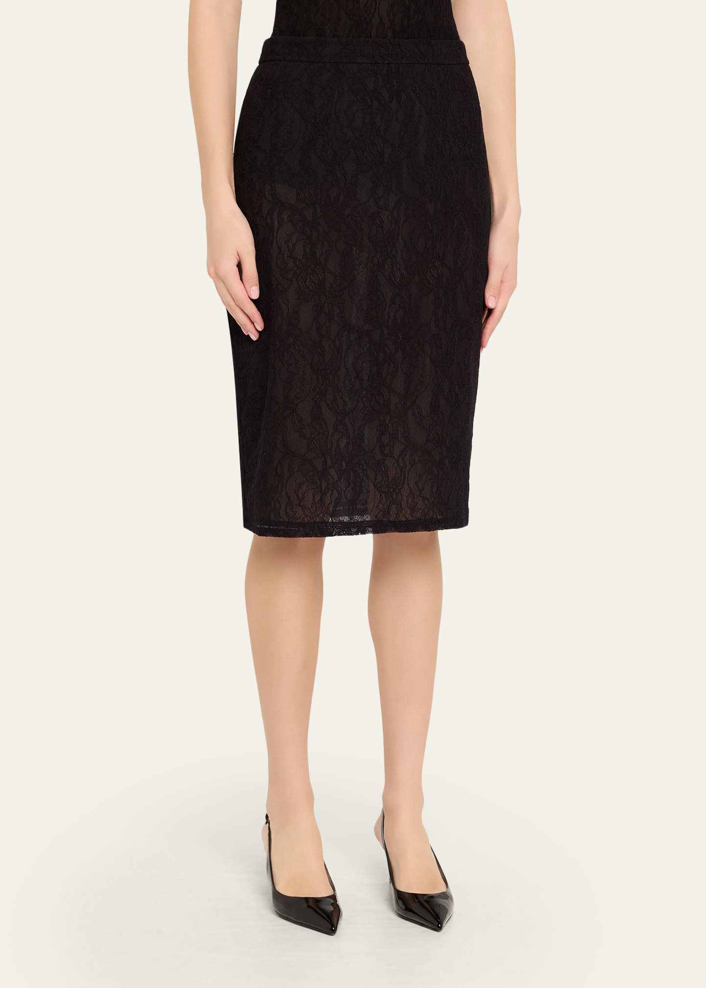 Stretch Lace Pencil Skirt - 4