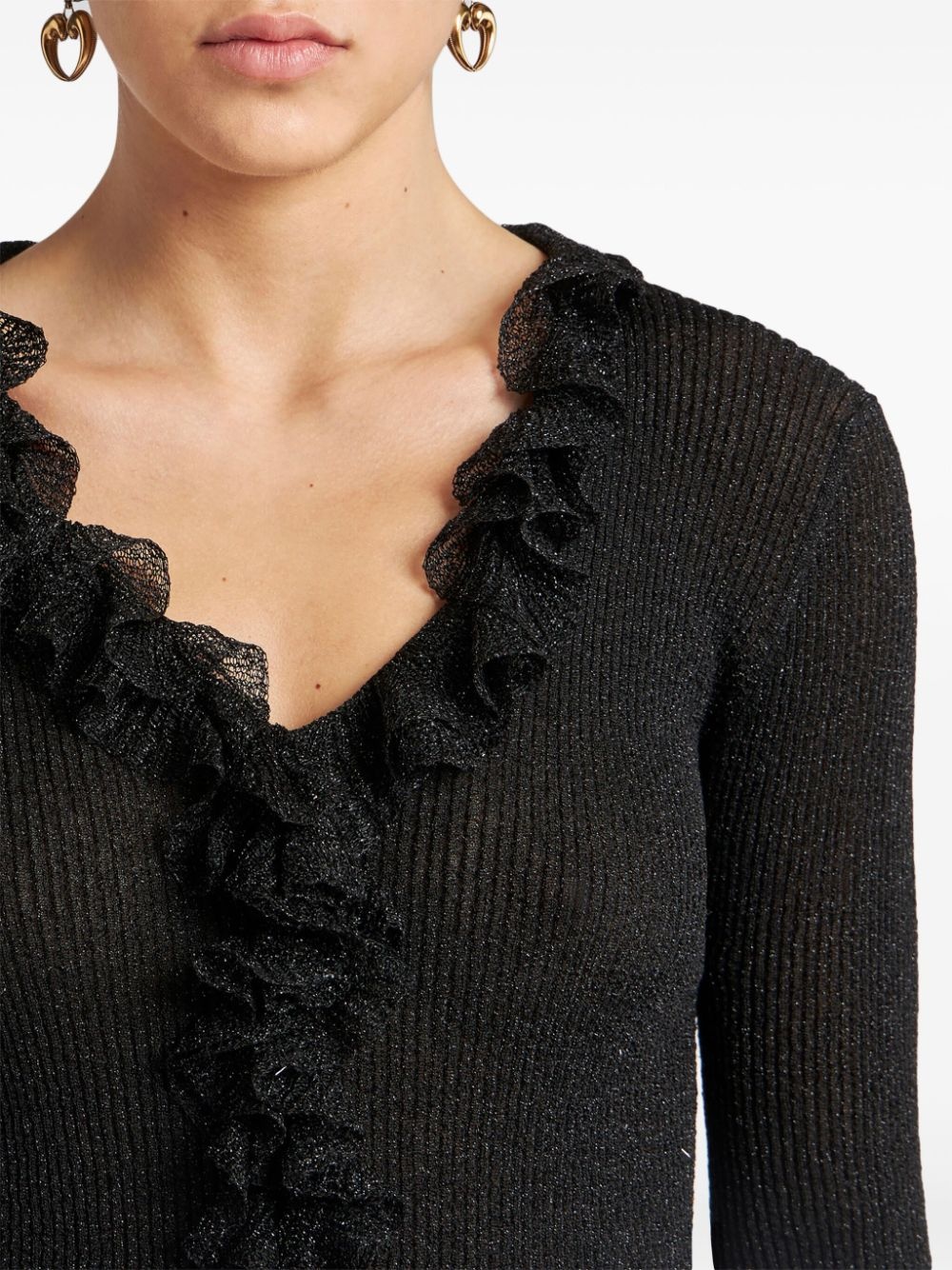 metallic ruffled jumper - 5