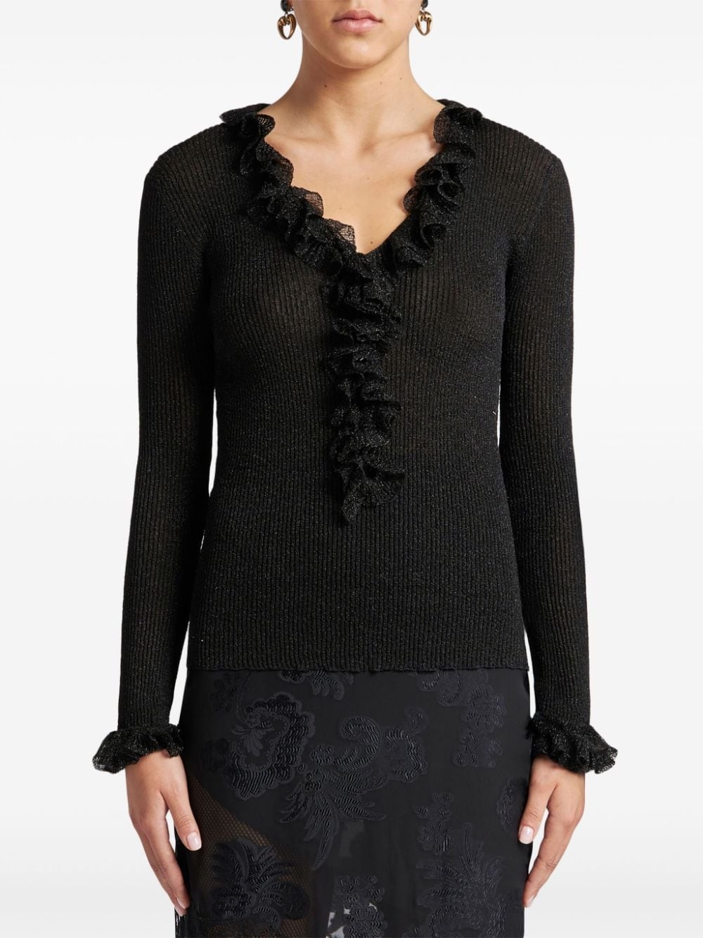 metallic ruffled jumper - 3