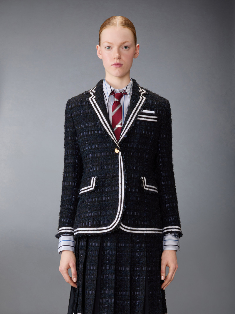 Thom Browne SATIN RIBBON TWEED UNCONSTRUCTED SPORTCOAT outlook