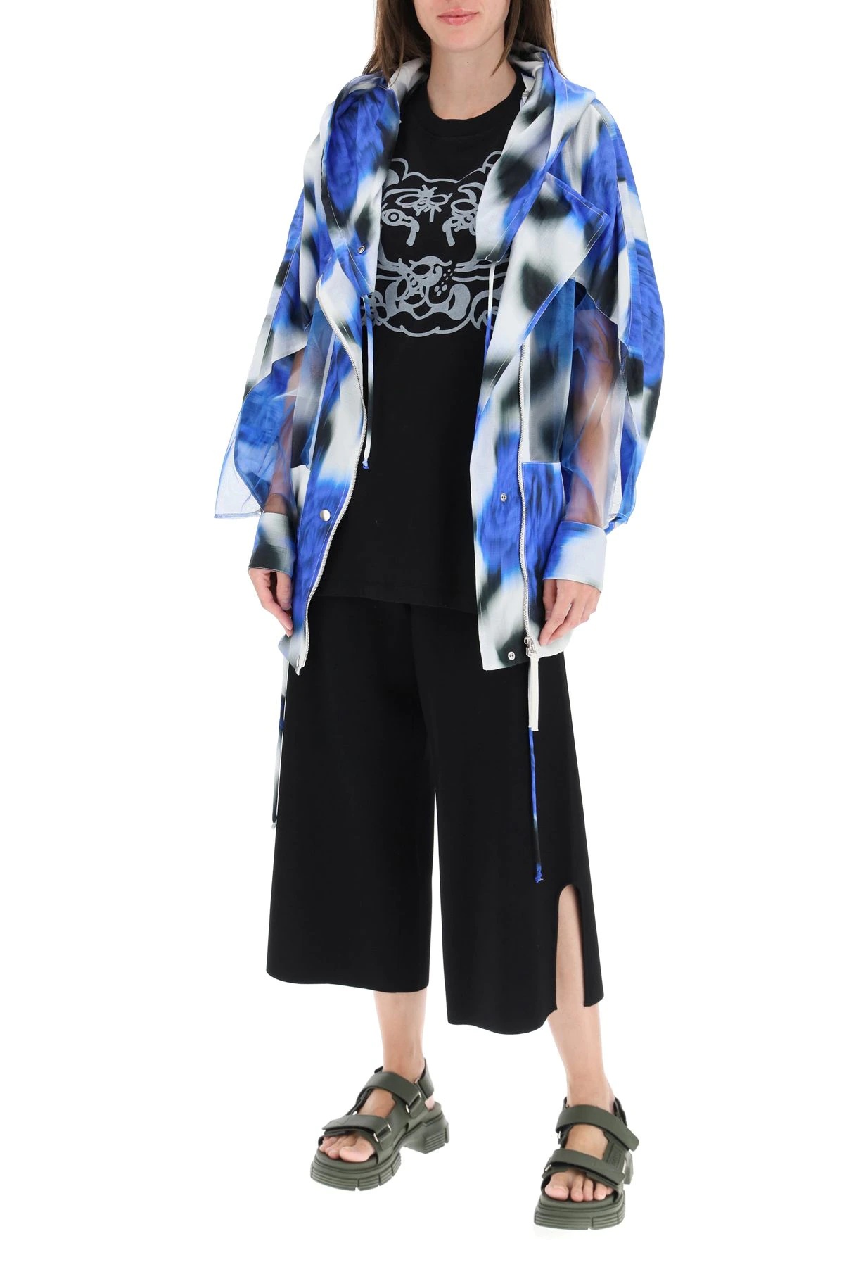 BLURRED POPPY PRINT WINDBREAKER JACKET - 2