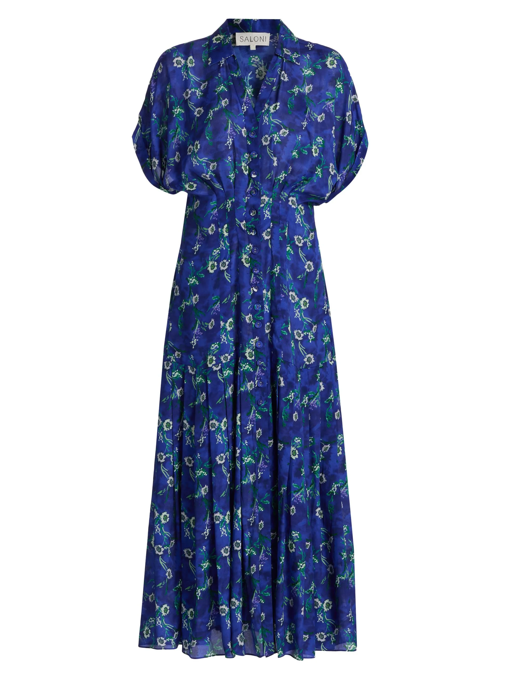 Women's Riya Floral Satin Midi-Shirtdress - Primrose - 1