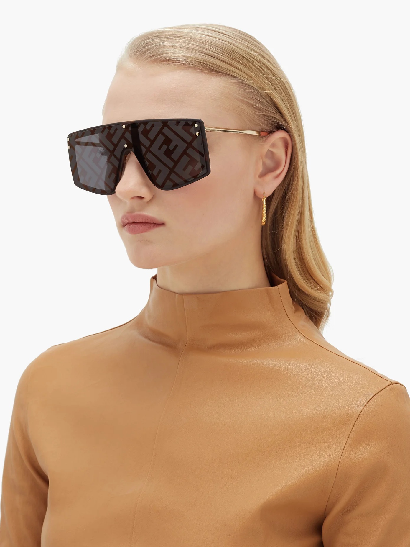 FF-print flat-top metal sunglasses - 2