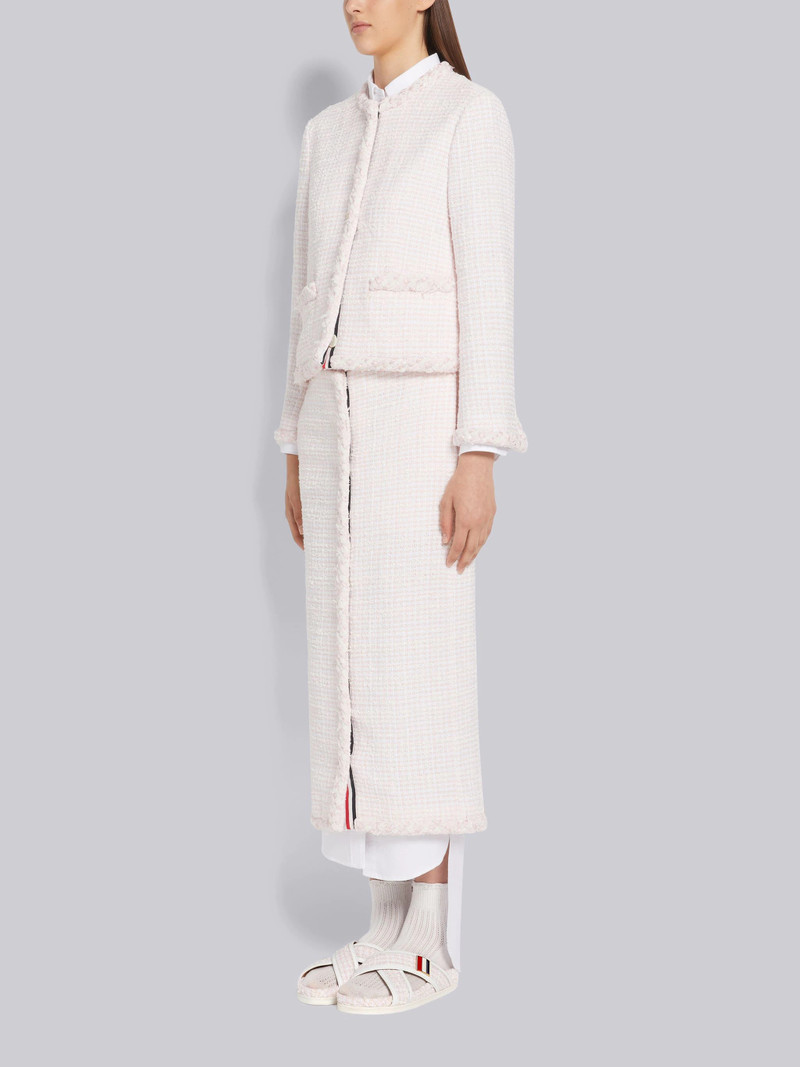 Light Pink Tweed Enamel Buckle Criss Cross Sandal 6