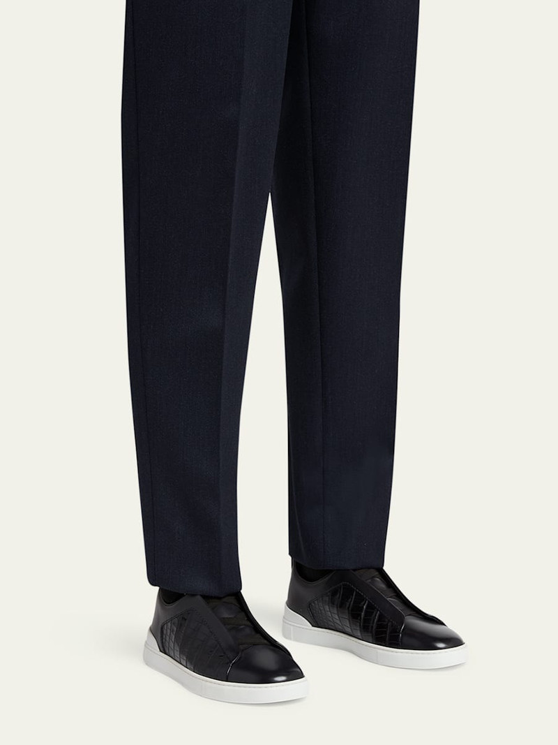 ZEGNA Men's Triple Stitch Alligator Leather Slip-On Sneakers outlook