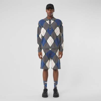 Burberry Long-sleeve Argyle Intarsia Wool Cashmere Polo Shirt outlook