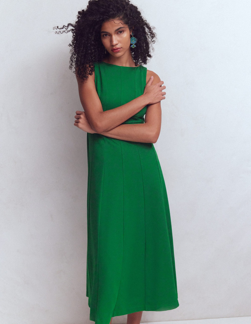 Sleeveless Ponte Midi Dress-Fresh Green 6