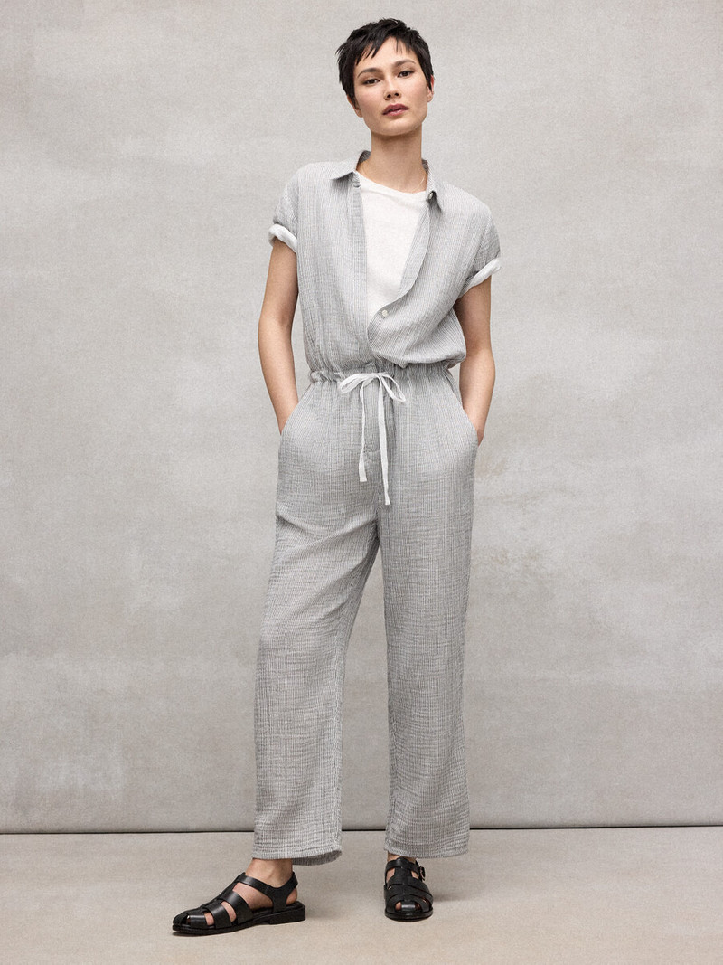 Striped Organic Cotton Gauze Jumpsuit 7