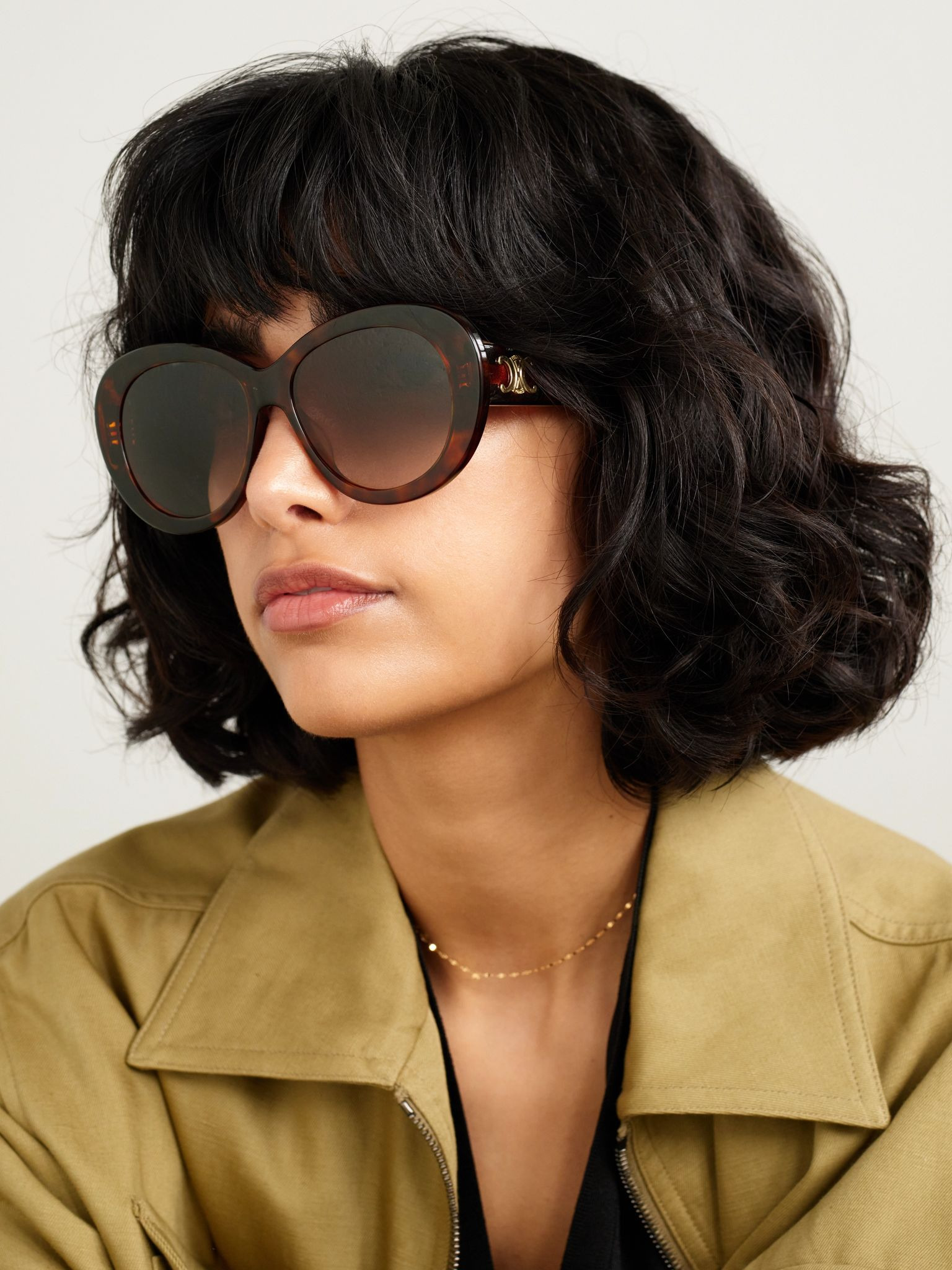 Triomphe round-frame tortoiseshell acetate sunglasses Brown - 2