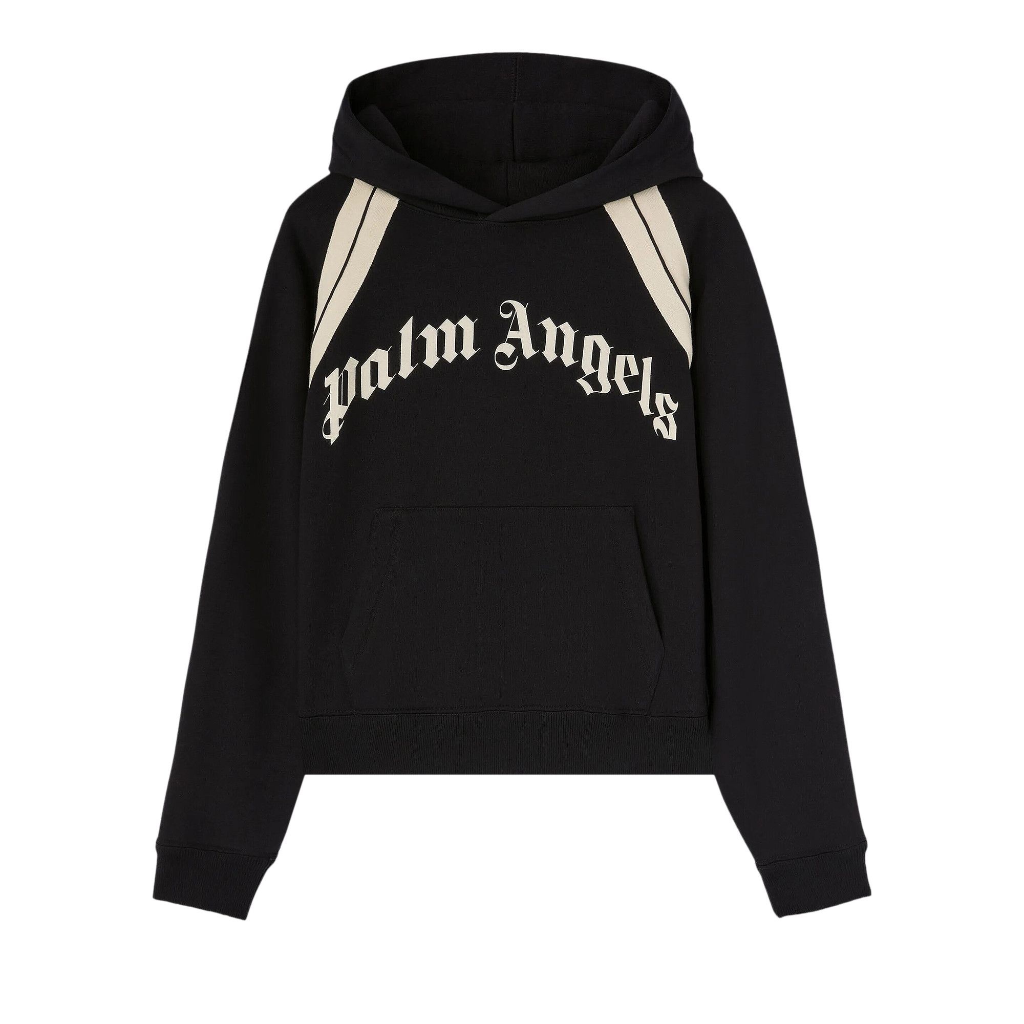Palm Angels Curved Logo Track Hoodie 'Black/Ivory' - 1