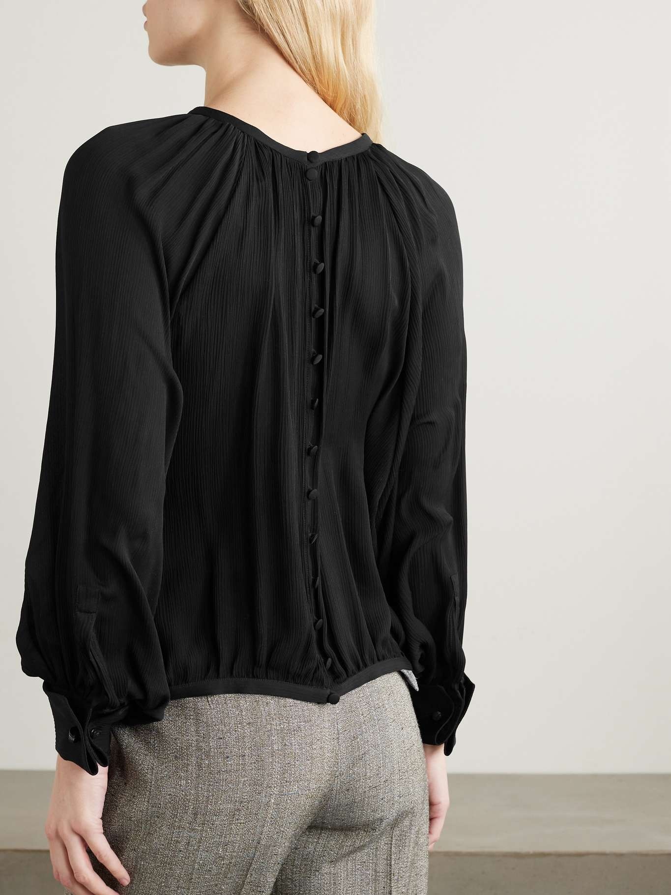 Narvel plissé-silk blouse - 3